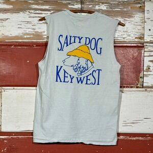 Vintage Salty Dog Key West Tank Top Sleeveless Graphic Print Beach‎ Small